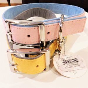 NWT One Dog collar M/L comfort smooth suede Blue / Pink Tan / Grey Great quality